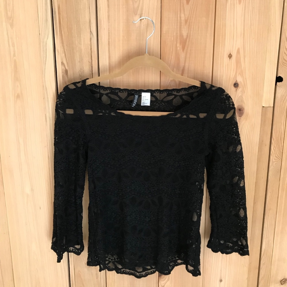 H&M Black Lace Top Size S